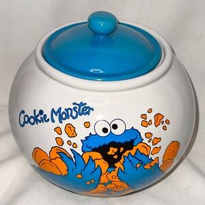 2004 Cookie Monster Cookie Jar Sesame Street Sesame Place Workshop Ceramic 7”